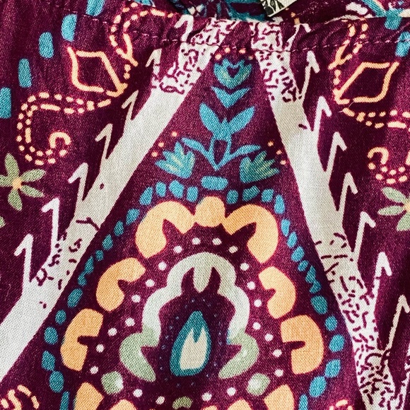 Free People Romantic Trapeze Geometric Floral Boho Baby Doll Midi Dress Sz S - Picture 7 of 8